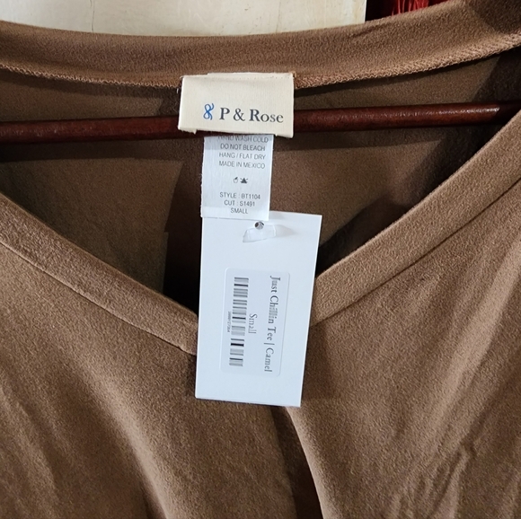 NWT P & Rose Jewel Tone Chocolate Brown Fall Casual Chic Tunic Top Size Small - Picture 2 of 4